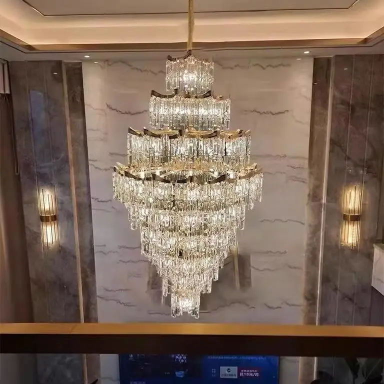Duplex Chandelier 2026 New Hot Sale Model Light Luxury Modern Crystal Hall Lamp Villa High Ceiling High Ceiling Living Room Lamp