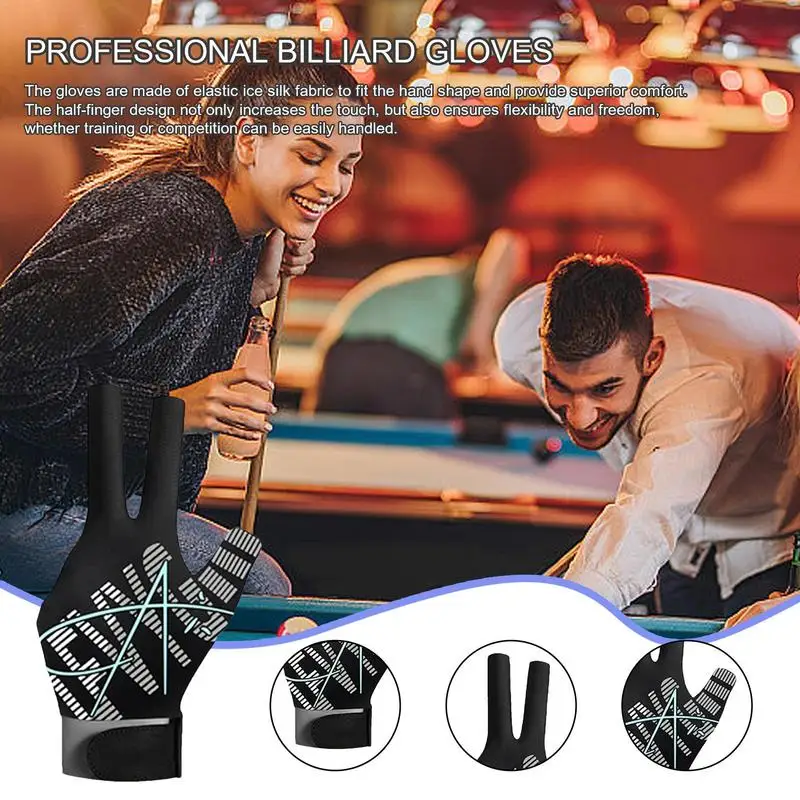 Professional Billiard Gloves Billiards Three Finger Sport Unisex Gloves Perfect Fit Billiard Equipment For Amateur And