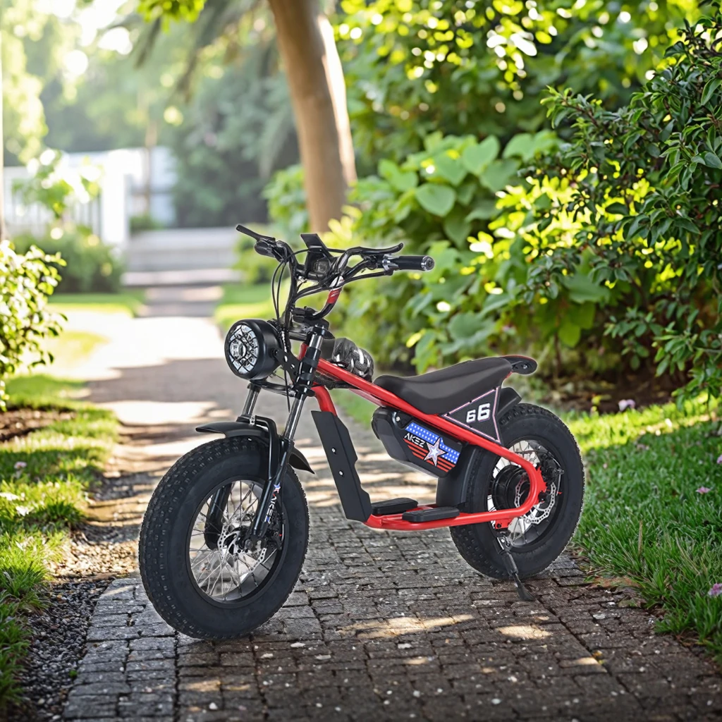 ZX 16*4.0inch Children Electric Mini Bike 36V350W Hub Motor 15Ah Lithium Battery Retro Child E-Bike Kids Balance Bicycle