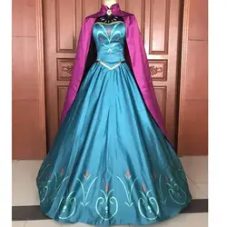 Movie Ice Snow Queen Elsa Cosplay Costume Adult Women Dress With Cloak Fancy Halloween Party Gown Custom Made Size