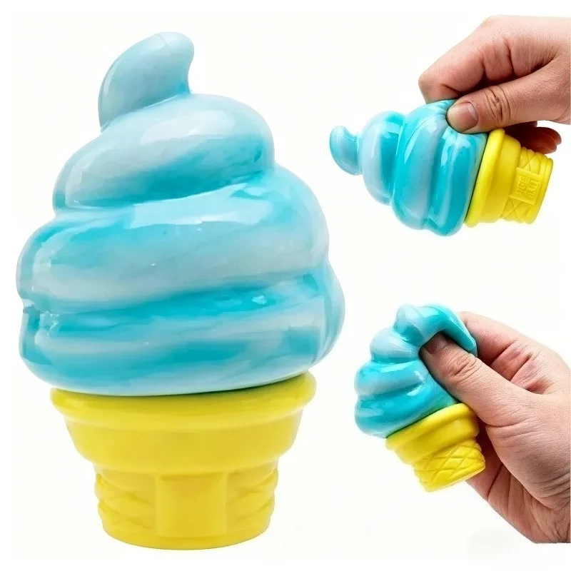 

Squishy Nice Ice Cream Shaped Mochi Fidget Toy Cream Cone Surprise Stress Relief Fidget Squishes Party Gifts for Friend Gift