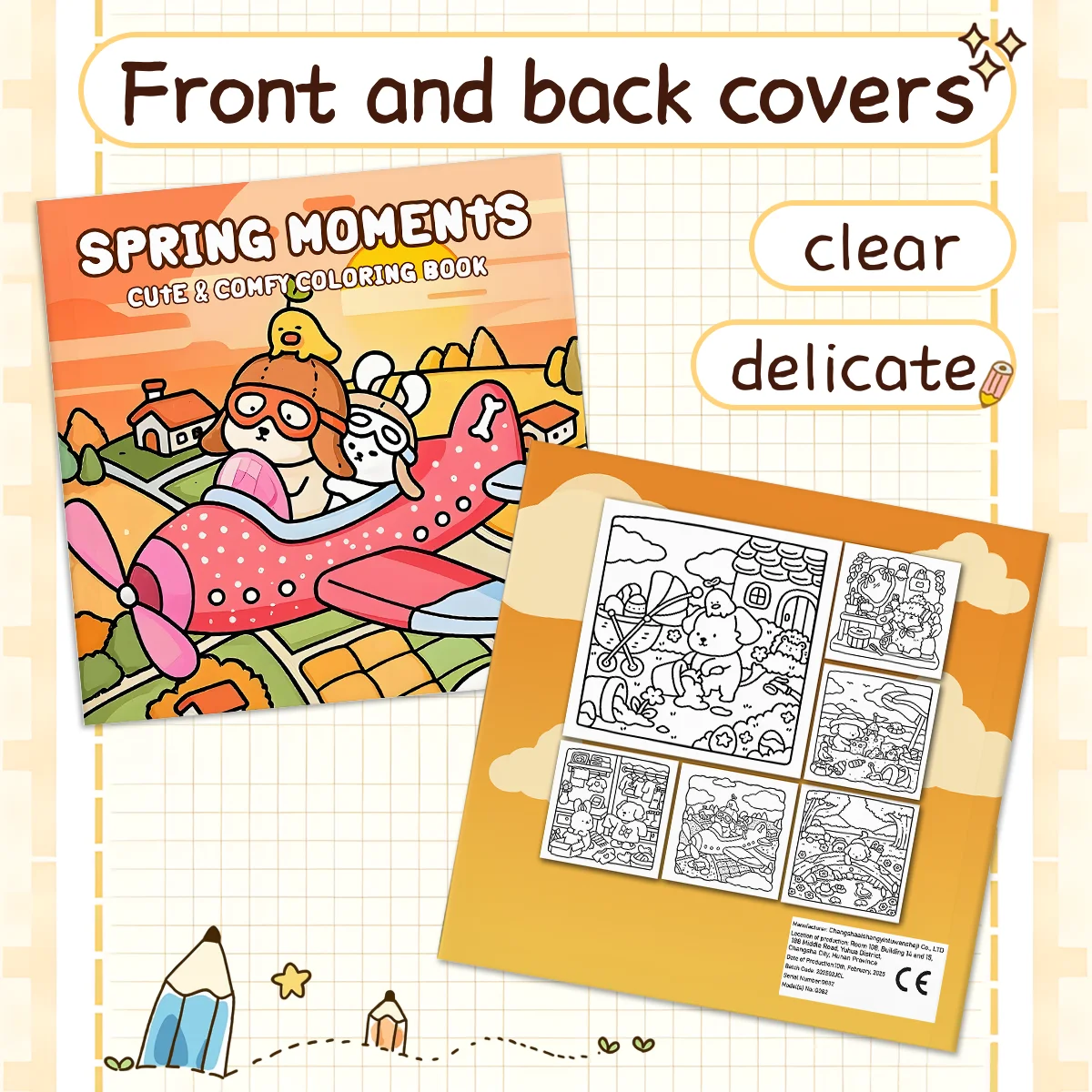 SPRING MOMENTS Coloring Book for Adults Featuring Cartoon Bold-easy Patterns for Relaxation Kids DIY Painting Drawing Books