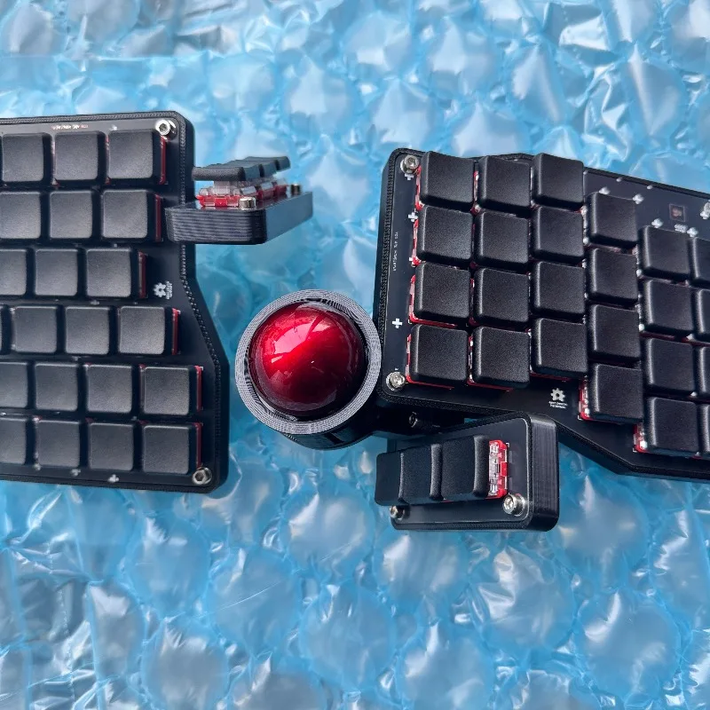 NEW Hot-Selling Split Keyboard Custom 4×6 Layout with Trackball & Screen - Wired/Wireless Hotswap Keyboard for Gaming Black