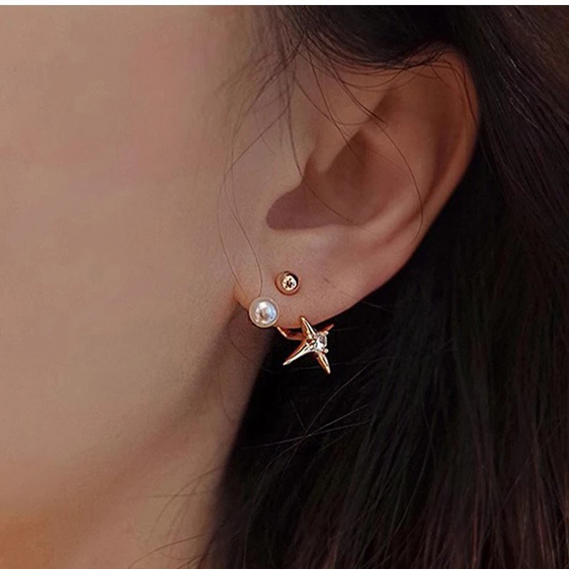 

Needle Tragus Piercing Helix Studs Earrings for Women 2Pcs star shineing Trendy Ear Piercing Body Jewelry