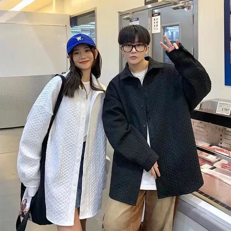 

Loose Long Sleeve Men's Shirt Spring Fashion Japanese Style Design Unique Couple Outerwear Youth Popular Four Seasons Universal