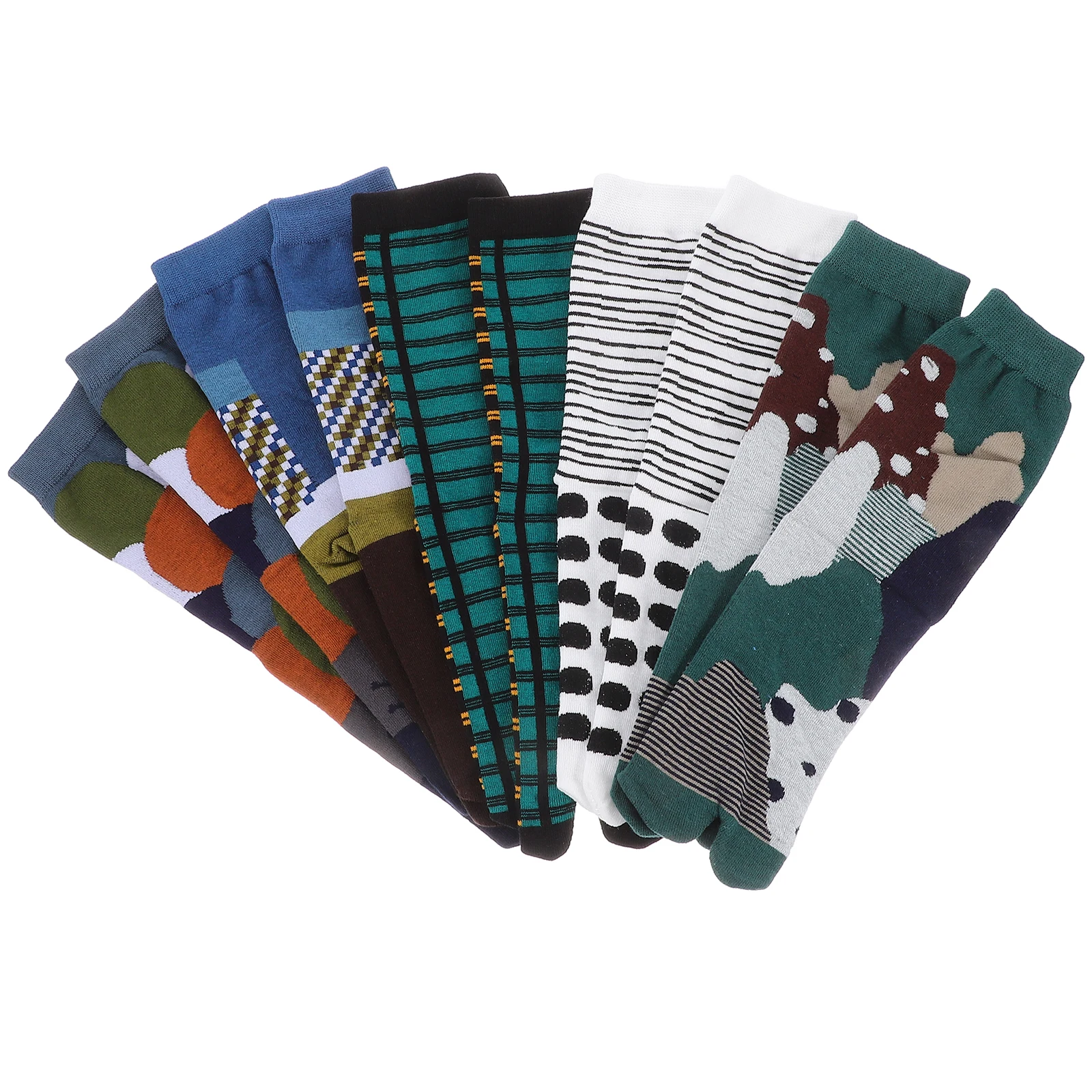 

5 Pairs Summer Socks Toe Socks 35-44 Mid Calf Tabi Cotton Japanese Style Fashion Breathable Elastic Daily Wear