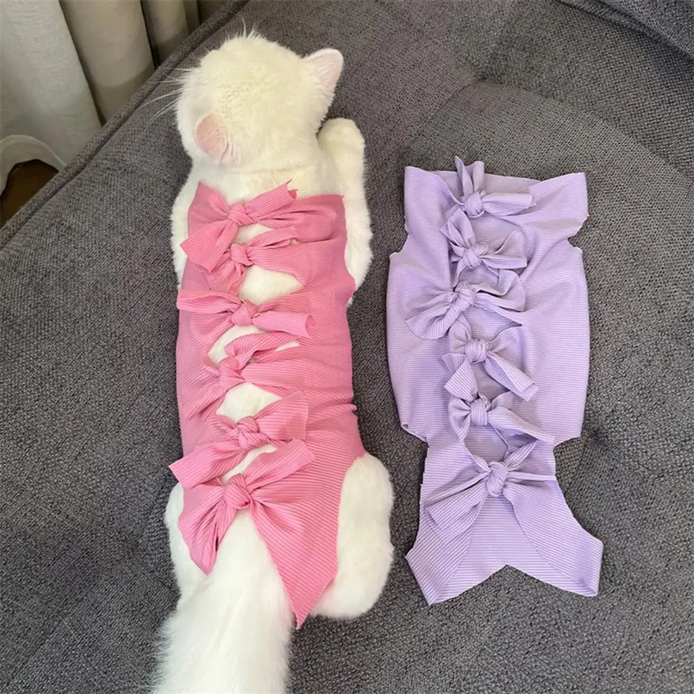 Pet Surgery Recovery Suit Adjustable Breathable Cat Neutering Suit Pet Surgery Recovery Clothes for Small Medium Dogs Striped