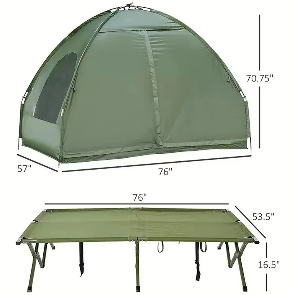 4-Season Off Ground Camping Cot Tent Combo Lightweight Waterproof Single Layer Outdoor Portable Sleeping Bed for Hiking