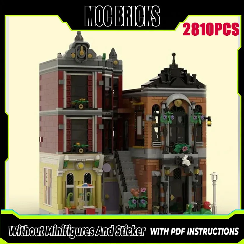 

Moc Building Block Modular Downtown Magic Shop Model Technology Brick DIY Assembly City Street View Toy Holiday Gift
