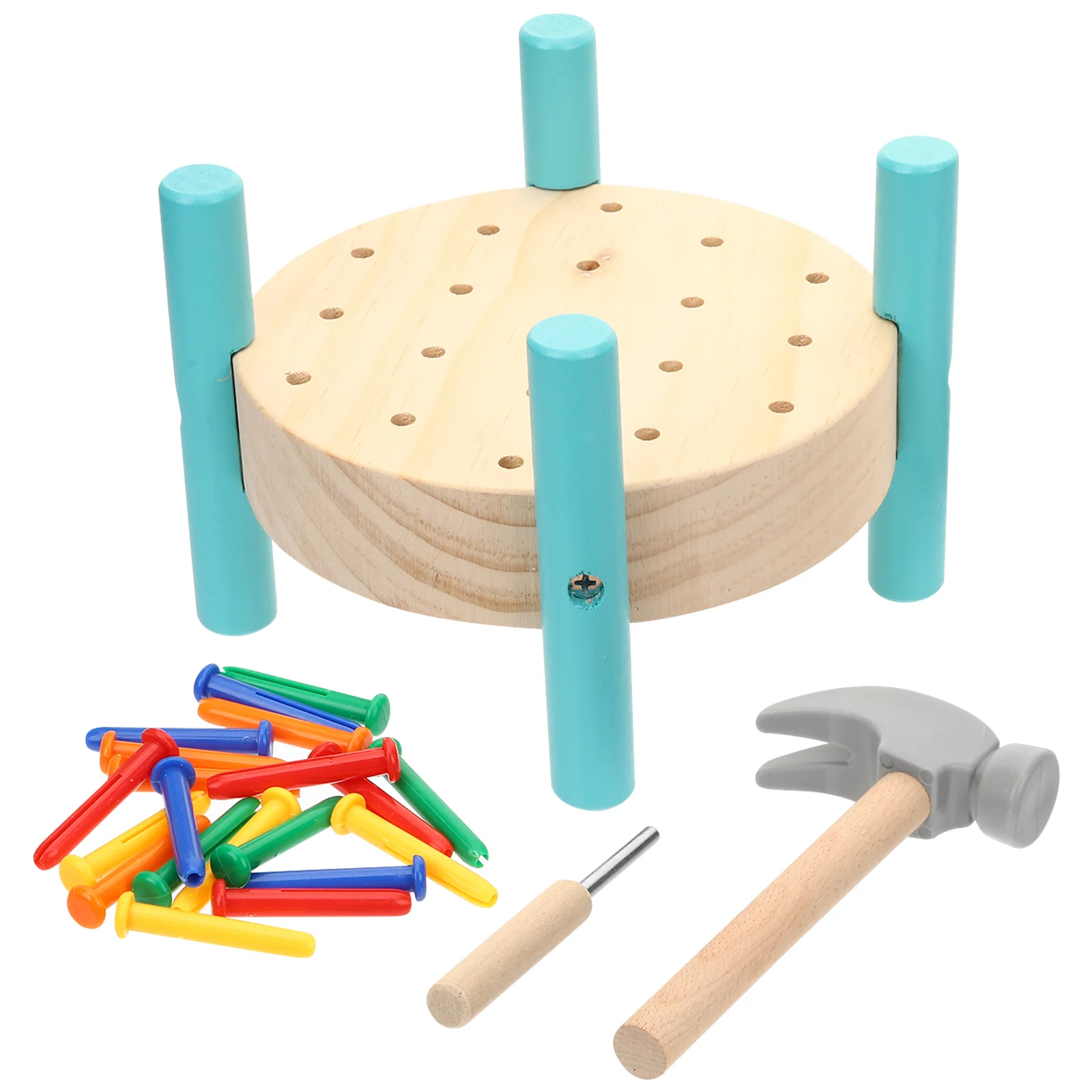 Puzzle Simulation Tapping Game Toddler Workbenches Interactive Nailing Table Toy Wood Funny Wooden Pounding for Kids