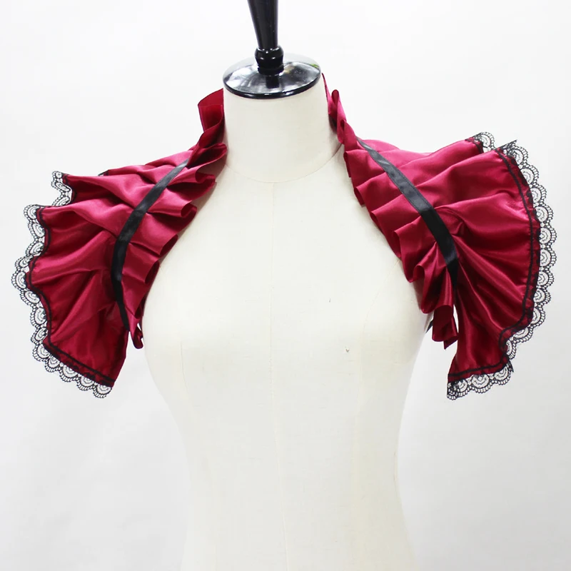 Renaissance Satin Neck Ruff Ruffled Collar Gothic Fake Collar Pleated Sleeve Shawl Stage Costumes Cosplay Victorian Neck Ruff