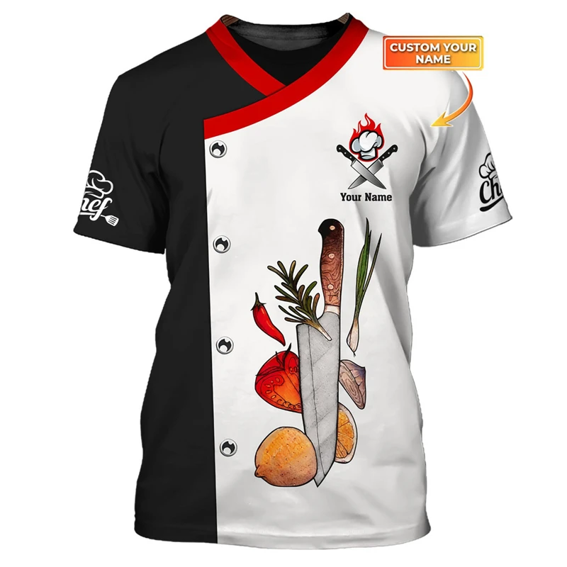 Chef Work T-shirt Customized Name Personality Pattern O-neck T Shirts 3D Print Cool Fashion Trendy Cook Tee Top 2025 New Design - view 3