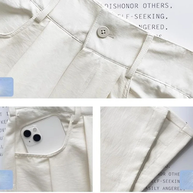 2025 ฤดูร้อนผู้หญิงเก๋ชุดกางเกงขากว้างหญิงผ้าไหมน้ําแข็งบาง Baggy Casual กางเกงเลดี้สีทึบ Basic กางเกงเอวสูง