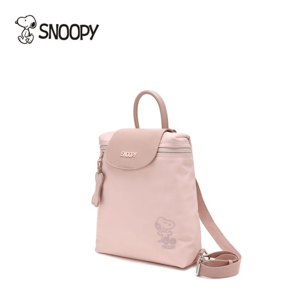 Kawaii snoopy bolsa crossbody feminina leve dobrável náilon dos desenhos animados bordado mochila portátil bolsa casual presentes