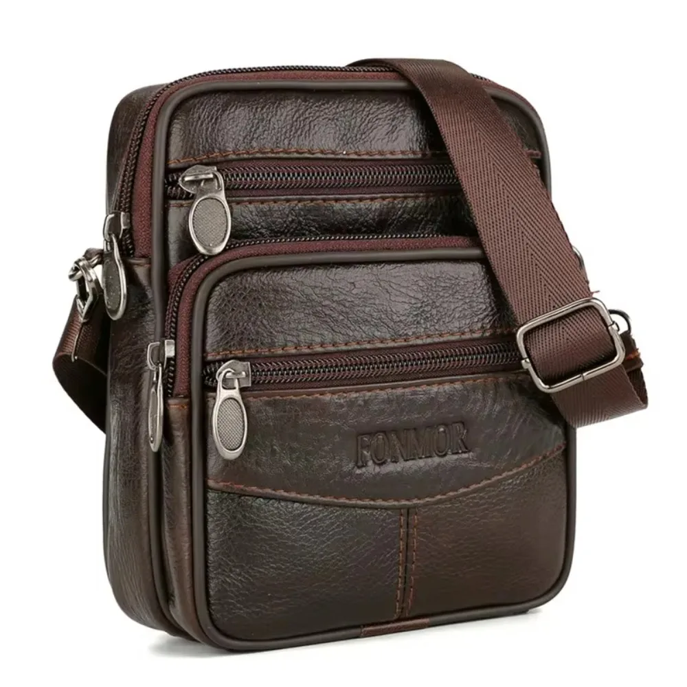 

New Brand Retro Genuine Leather Men Shoulder Bags Belt Pack Brown High Capacity Crossbady Bag Vintage Messenger Man Belt Bag