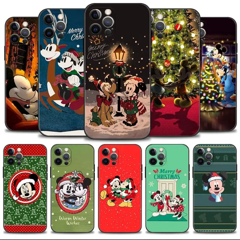 Disney Merry Christmas Mickey Minnie Phone Case For Apple iPhone 15 14 13 12 11 Pro Max 15Plus 14Plus 13Mini XS XR X 7 8 Cover