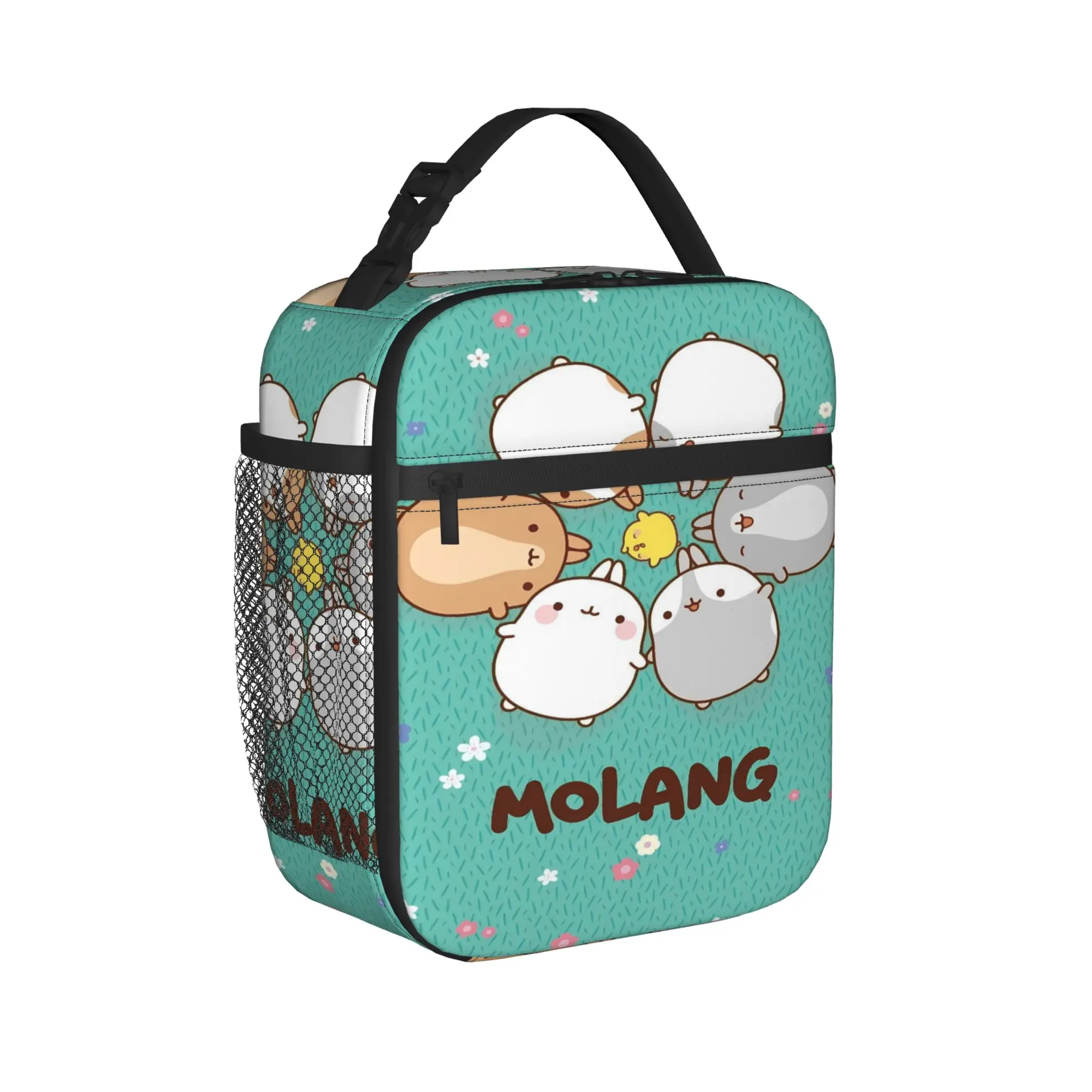 Molang Funny Cartoon Lunch Bag  Portable Lunch Box Adult School Graphic Cooler Bag Fashion Oxford Tote Food Bags