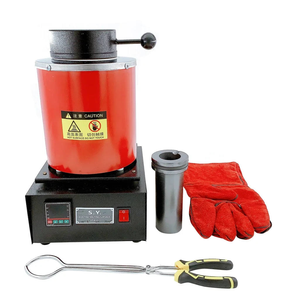 Cyfrowy elektryczny piec do topienia 2KG 1400W 2000F z tygielem do złomu topienia, srebra, złota, miedzi, aluminium 110/220V