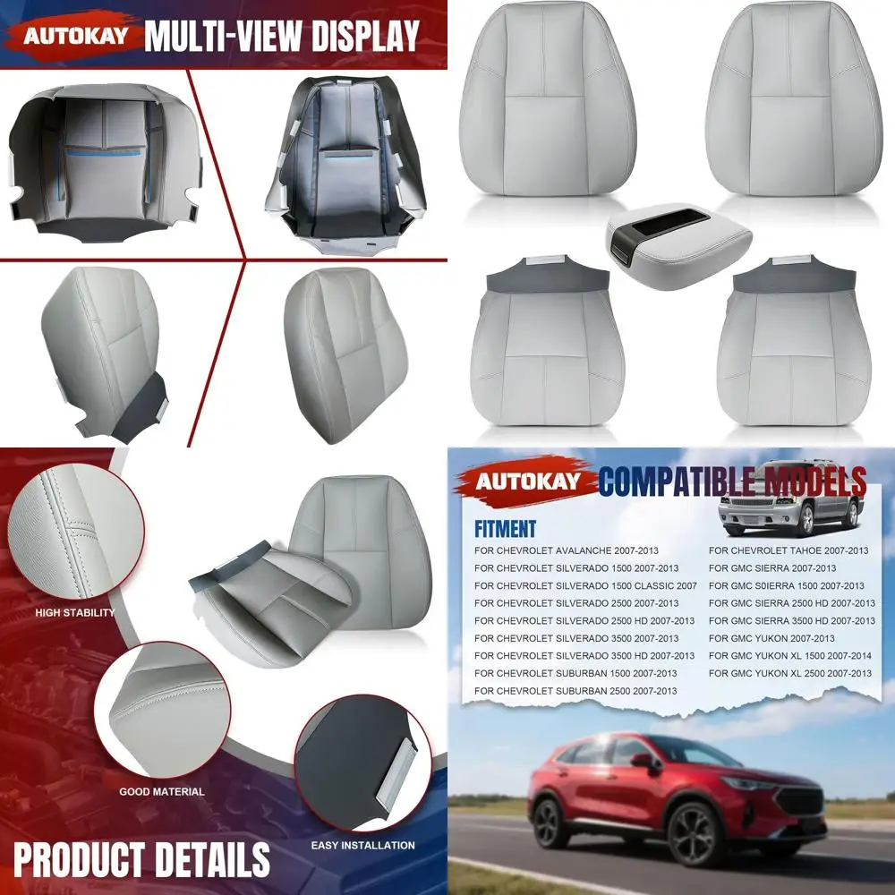 

Чехол на нижнее верхнее сиденье водителя и пассажира подходит для Chevy Tahoe GMC Sierra 2007-2014 с крышкой подлокотника консоли