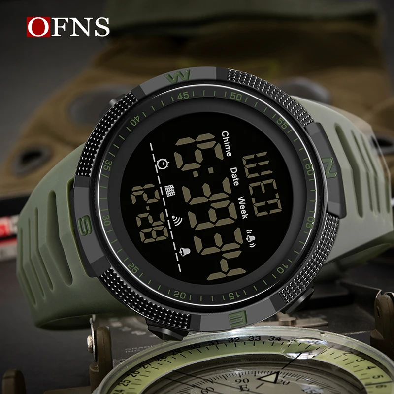 OFNS Luxury Brand Digital Watch Men 50M Waterproof Sport Watches Military LED Light Stopwatch Clock Electronic Reloj Hombre