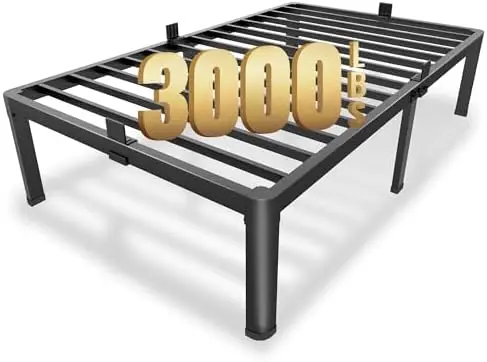 

12 Inch Twin XL Metal Platform Bed Frames with Round Corner Legs, Mattress Slide Stopper, 3000 LBS Heavy Duty Steel Slats Suppor