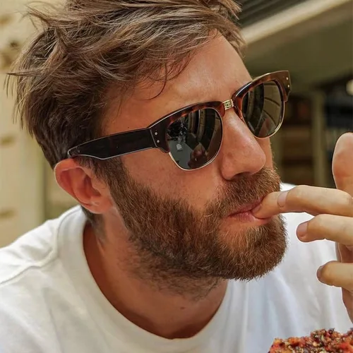 Imagen 2 del producto Gafas de sol de piloto para hombre y mujer, lentes Retro ovaladas con remaches, UV400