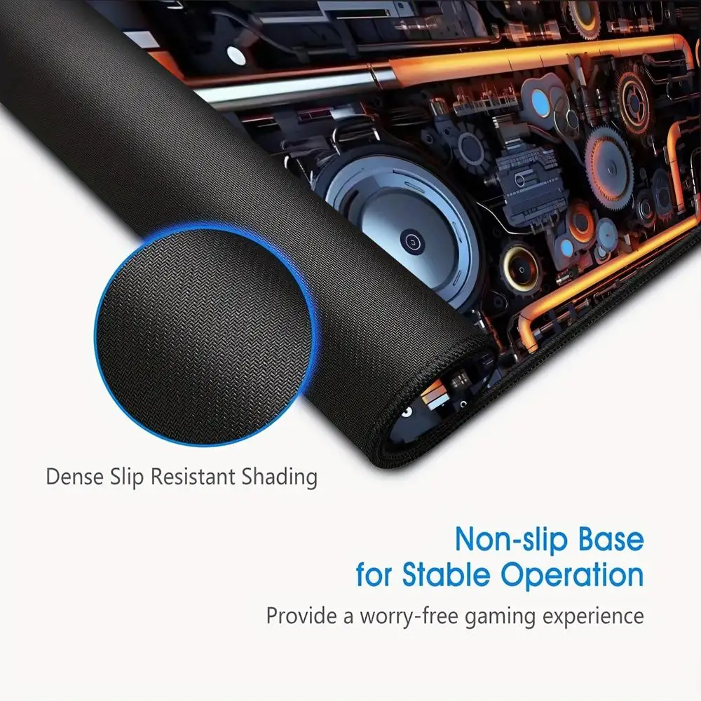 Mechanical Engine Mouse Pad Oversized lock edge mouse pad for gaming computer keyboard and desk