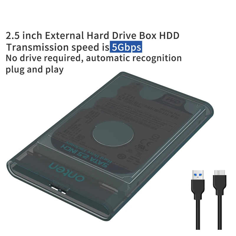 USB3.0 to SSD SATA Adapter Hard Drive Docking Station USB3.0 to 2.5 inch External Hard Drive Box HDD Enclosure Hard Disk Base 5G