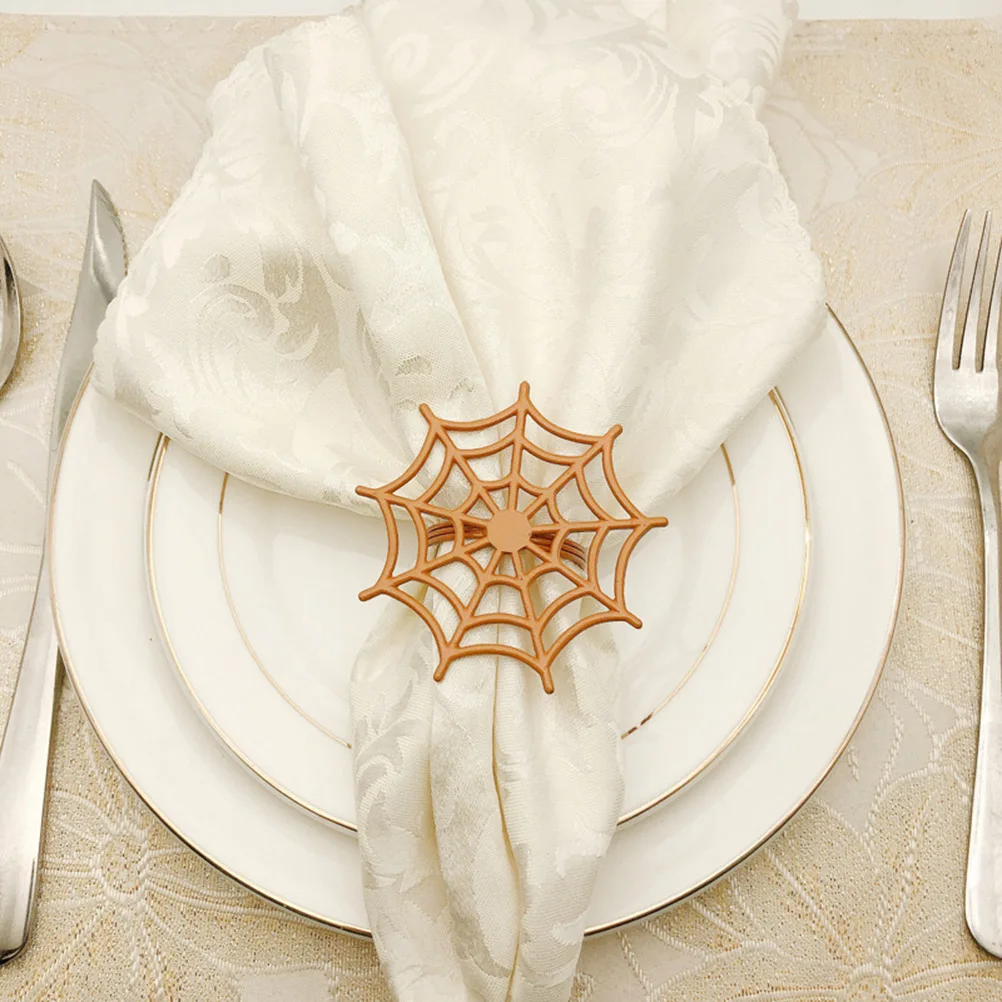 

6 Pcs Napkin Ring Hotel Holder Napkins Rings Spider Web Halloween Serviette Buckles