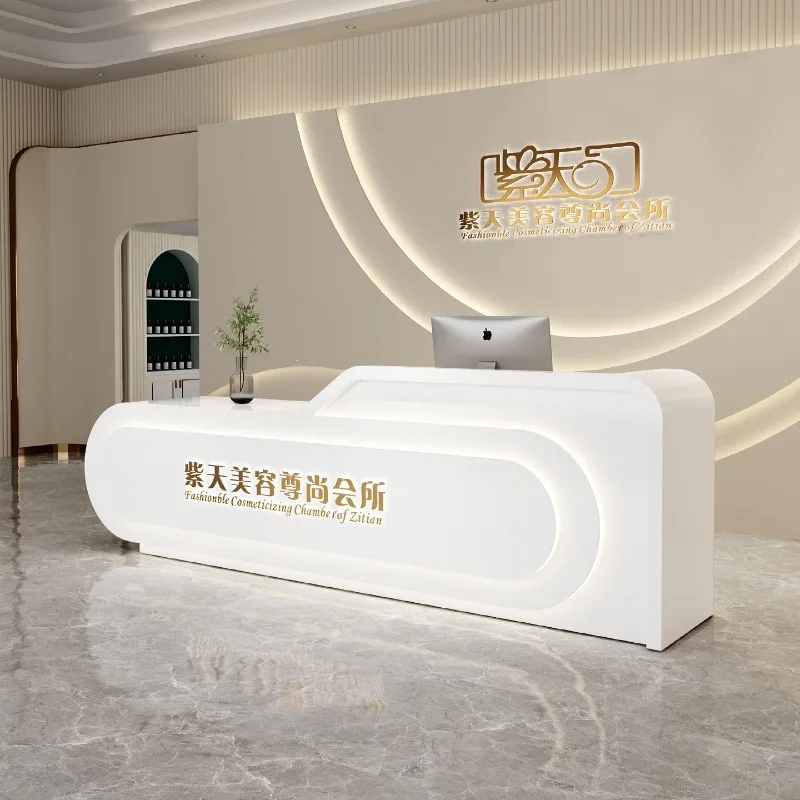 Design Boutique Front Desk Reception Counter White Classic Business Reception Desks Beauty Salon Mostrador Recepcion Furniture