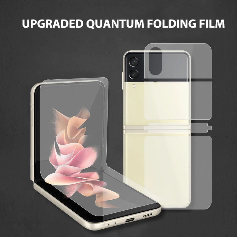 1 Set 3 IN 1 Protective Film For Galaxy Z Flip3 Front Back Side Screen Protector 