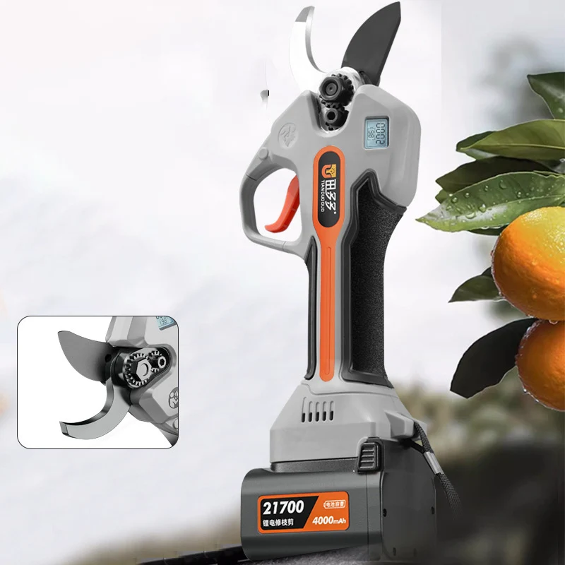 DD3344  Cut 60mm Garden Electric Shears LED Display  Tree Branch Cordless Pruning With Two Rechargeable Batteries Powered Pruner