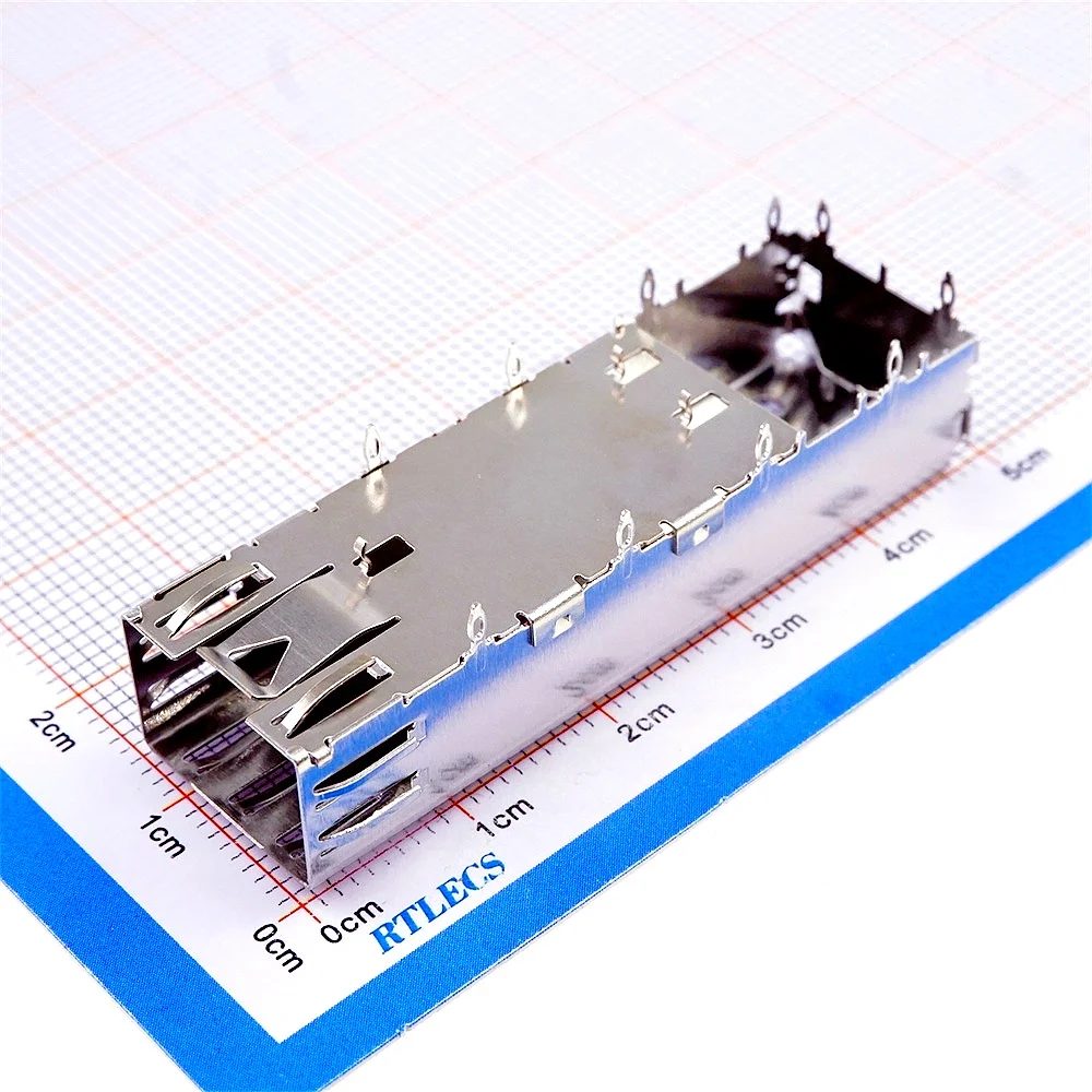 2 5 20 Pcs SFP Cage 1x1 Press-Fit  Solder PCB Right Angle Through Holes Cross 2227302-1 for Mini 20 Pin Receptacle 1367073-1