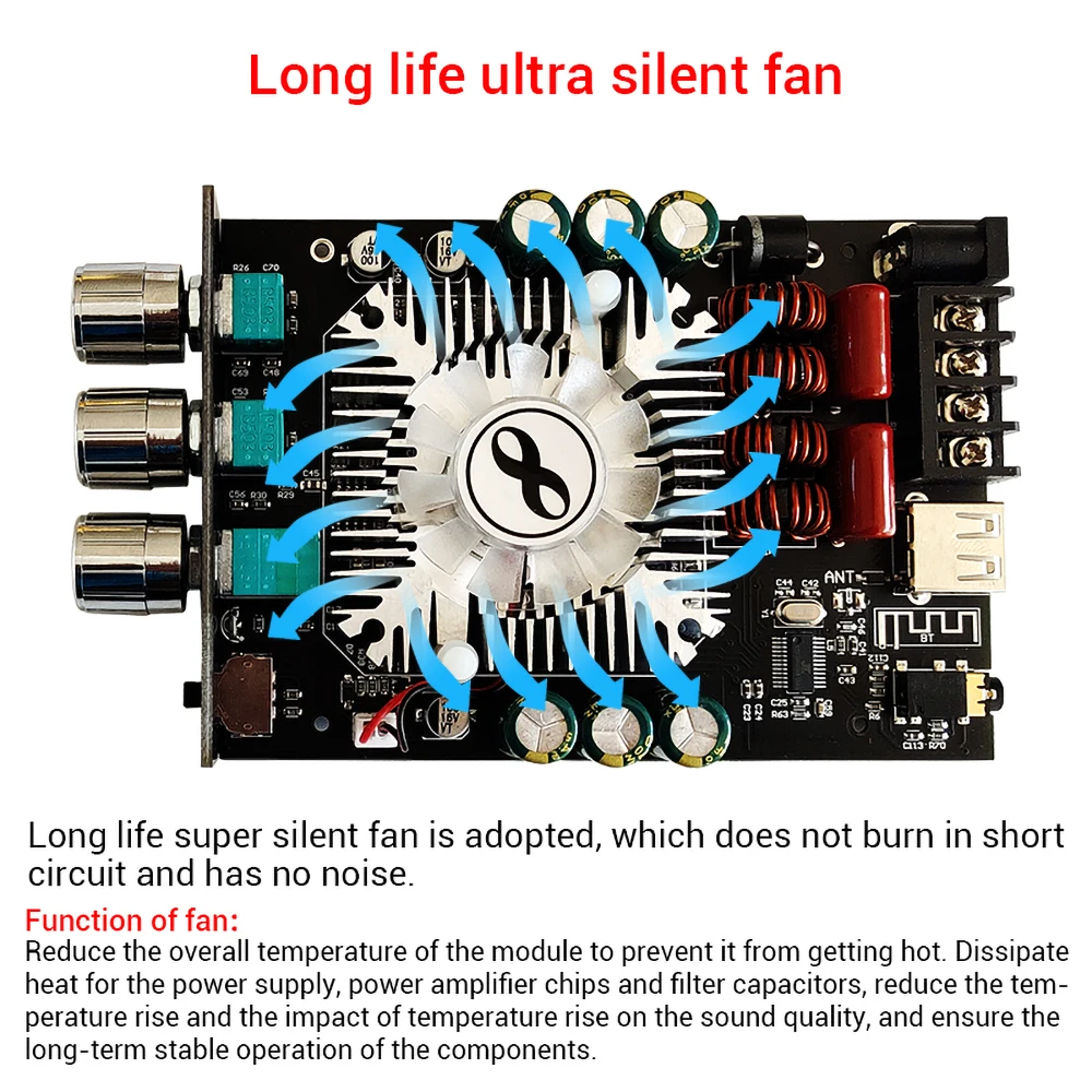 ZK-1602T Bluetooth Audio Power Amplifier Module TDA7498E 160WX2