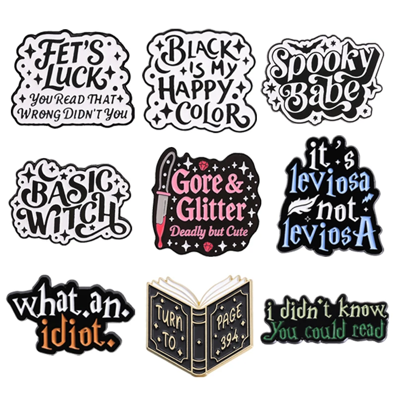 Pastel Goth Spooky Babe Enamel Badge Basic Witch Wizard Gore Glitter Deadly But Cute Quotes Pins Halloween Brooches Jewelry Gift