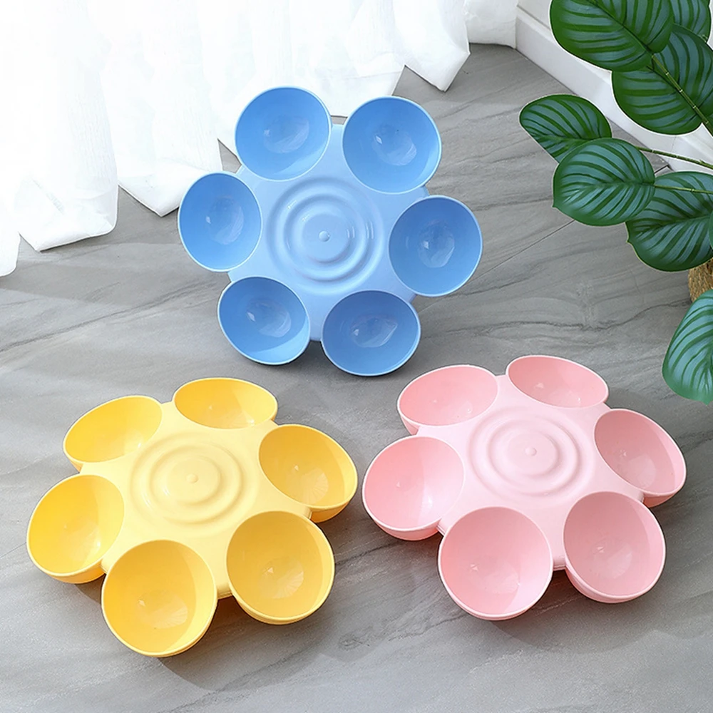 Multi-Functional Six-Panel Petal Pet Bowl Feeding Bowl Cat Food Dog Food Storage Tray Space-Saving Healthy Eating Bowl