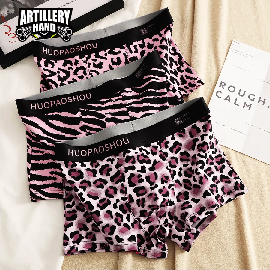 Mode männer Unterwäsche Baumwolle Leopard Gedruckt Höschen Atmungsaktivem Boxer Shorts Sexy U Ausbuchtung Beutel Unterhose Hombre