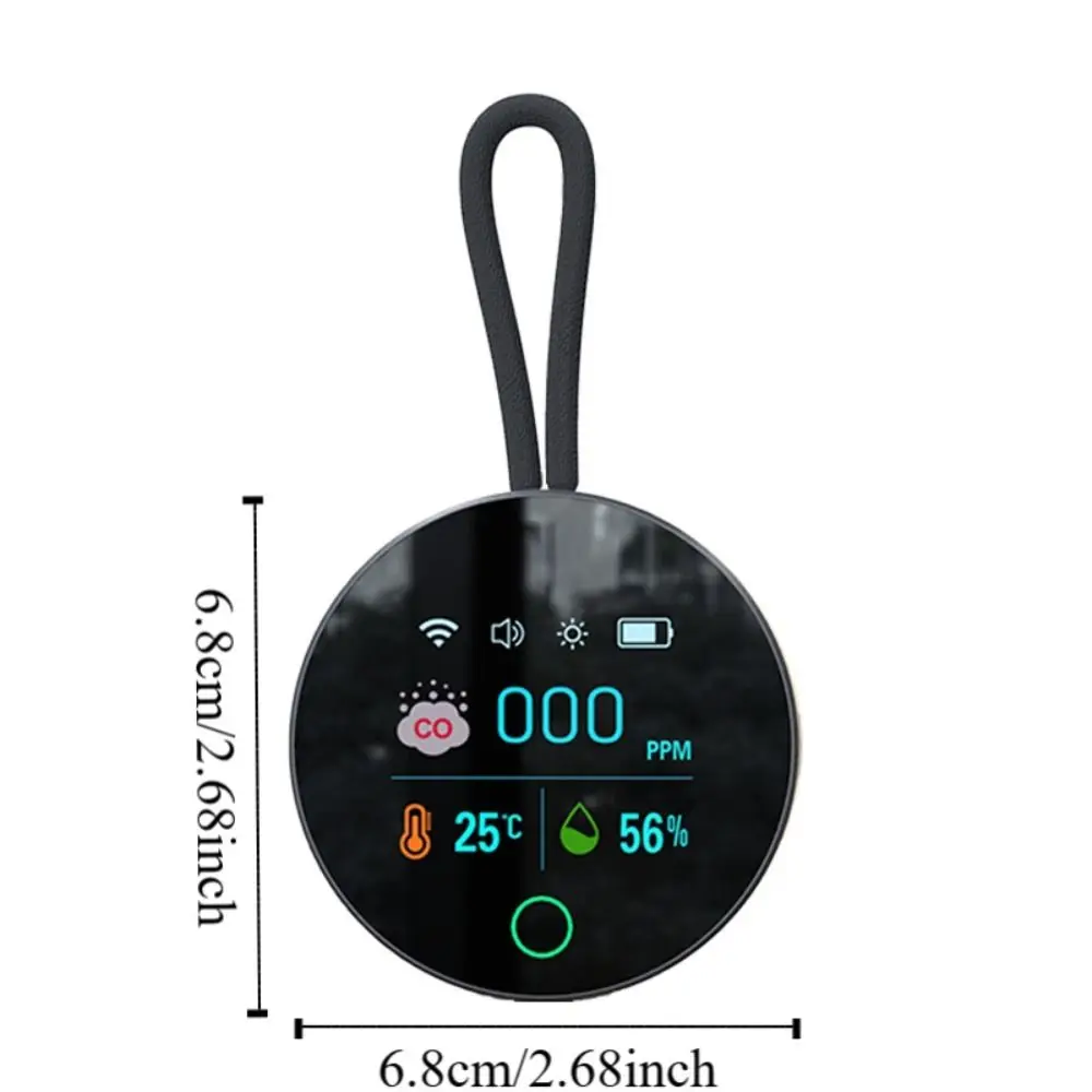 휴대용 3 in 1 일산화탄소 감지기 CO 자기 흡입 공기 감지기 온도 1000mAh 공기 품질 모니터 여행