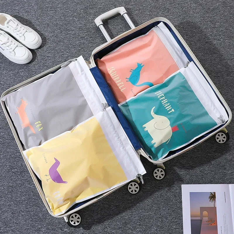 Cartoon Cute Household Clothes Shoes Towels Dustproof Storage Bag Large Capacity Waterproof Drawstring Bag Travel Organizer Bag