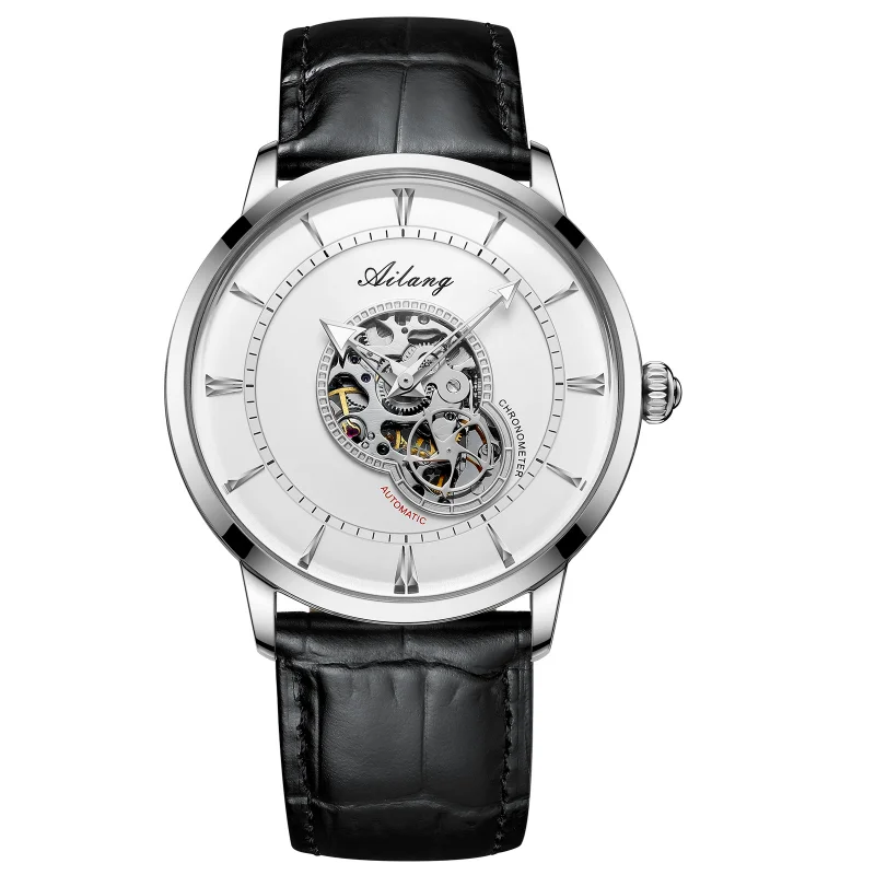 Creative Design Hollow Out Ailang Business Automatic Watch Stainless Steel Case Mechanical Waterproof 3ATM Hot-selling Logo 8521