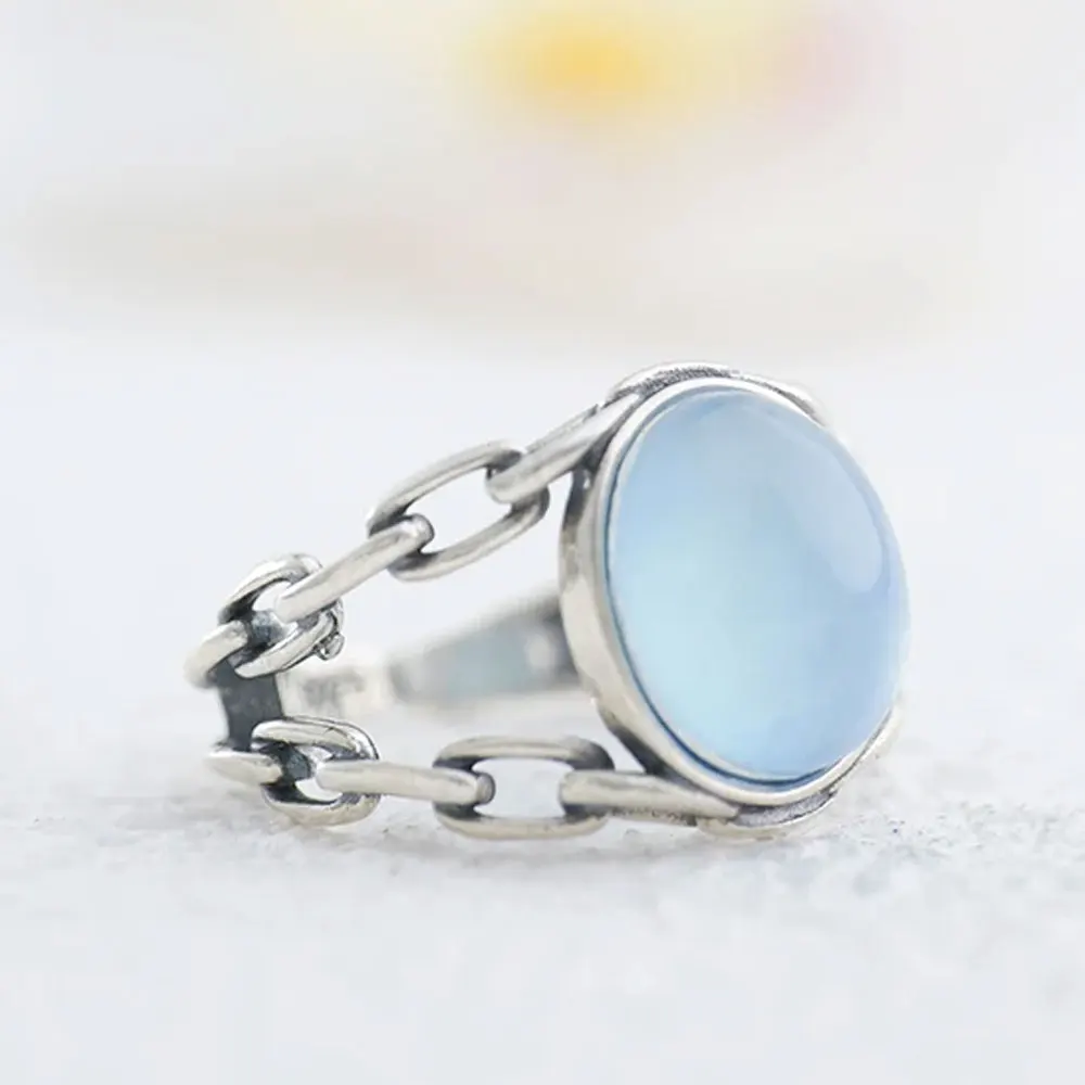 

Retro 925 Sterling Silver Ring For Women With Natural Aquamarine Gemstone Domineering Men Ring, Luxurious Jewelry, Birthday Gift