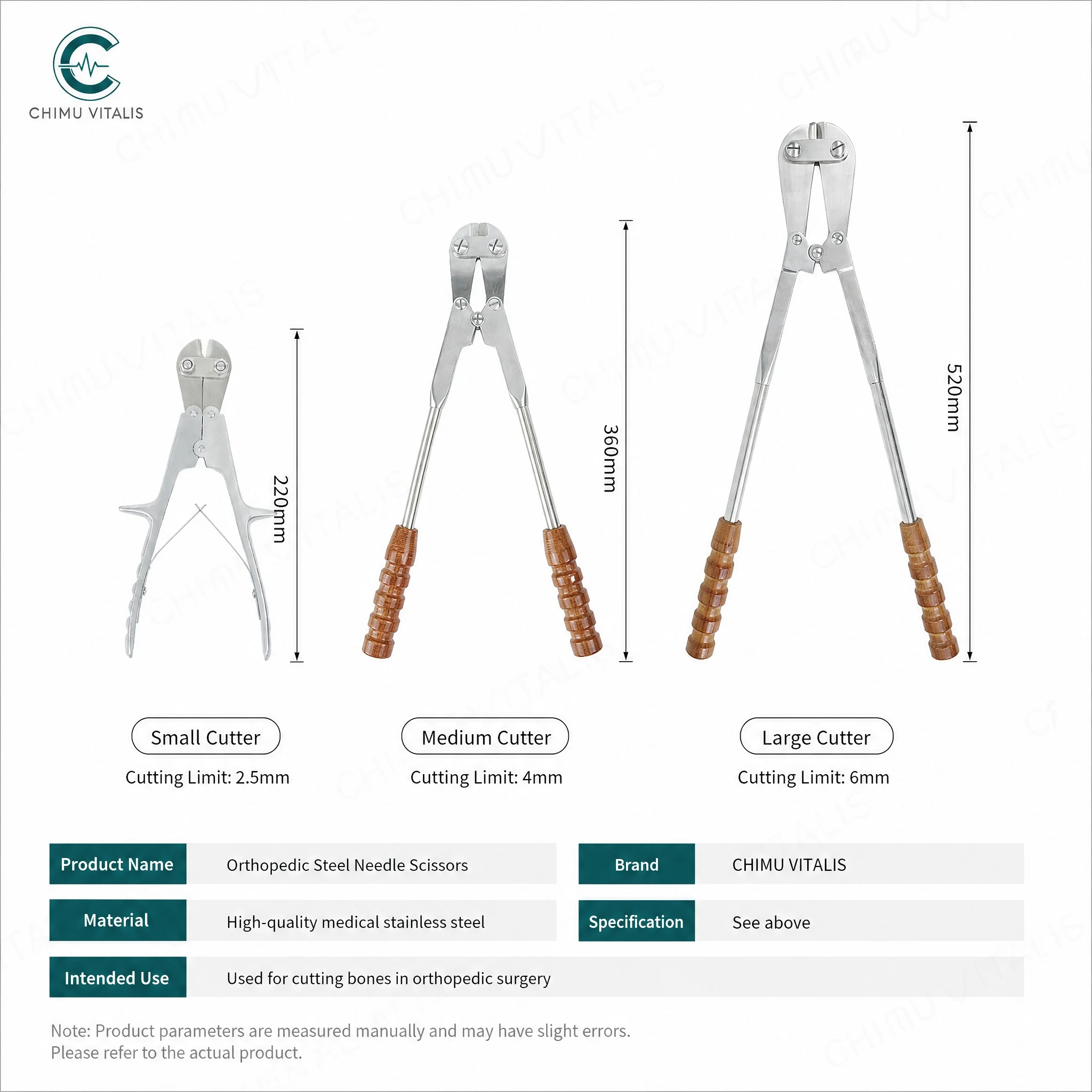 【CHIMU VITALIS】Veterinary Wire Pin Cutter Kirschner K-Wire Cerclage Cable Cutting Plier Forceps Clinic Hand Instruments