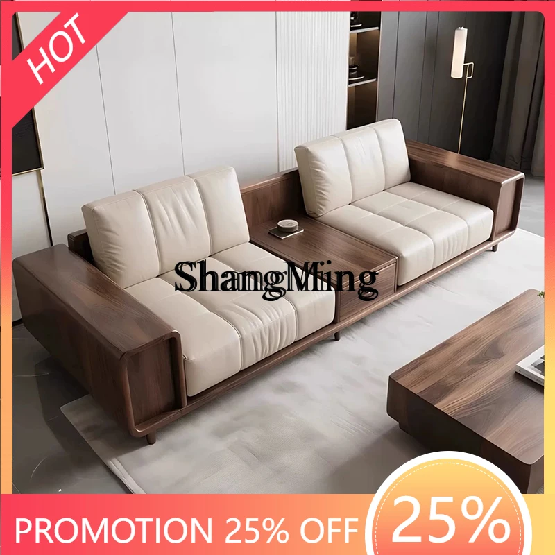 

Диван в китайском стиле из массива дерева, прямой трехместный диван для гостиной из черного ореха с кожаной обивкой