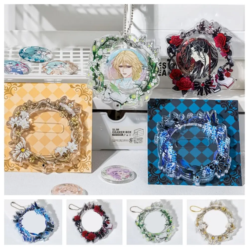 

Badge Protector Anime Badge Holder Clear Creative Acrylic Badge Flower with Chain Transparent Pins Display Base Backpack Decor