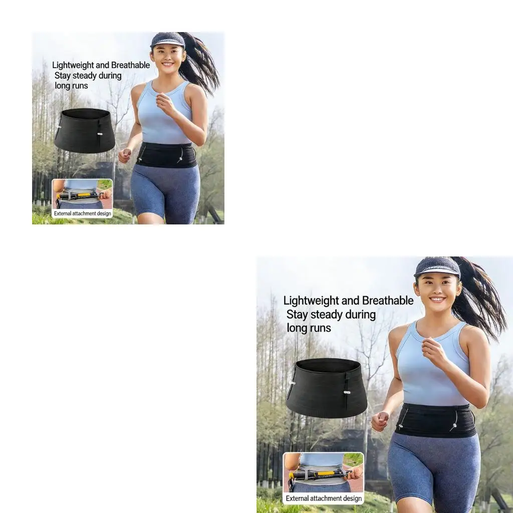 Q39E Multipurpose Running Waist Pack Light Weight Elastic Nylon Running Waistband With Race Bib Holder Phone Pocket for Sport