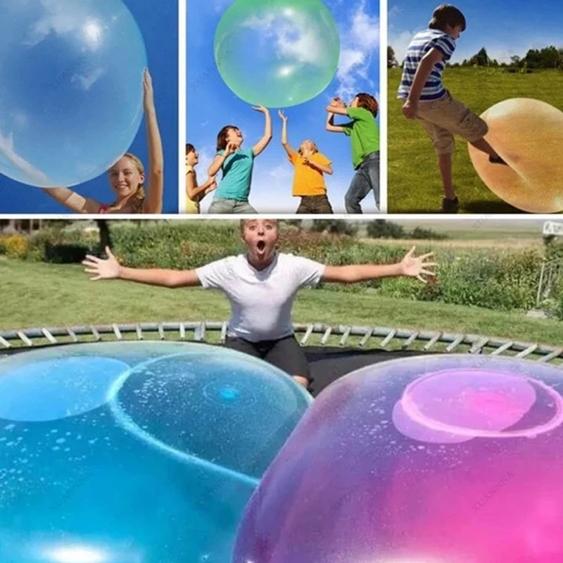 Bola de burbujas de gran tamaño colorida para niños, Bola de burbujas de aire suave llena de agua, bola inflable de diversión al aire libre, Bola de agua transparente, regalos para niños