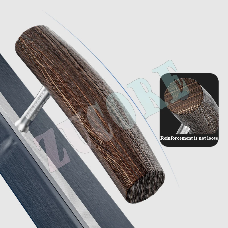 مجرفة من الفولاذ الأزرق SK5 بسمك 0.5 مم مع مقبض خشبي ينجي على شكل حرف L