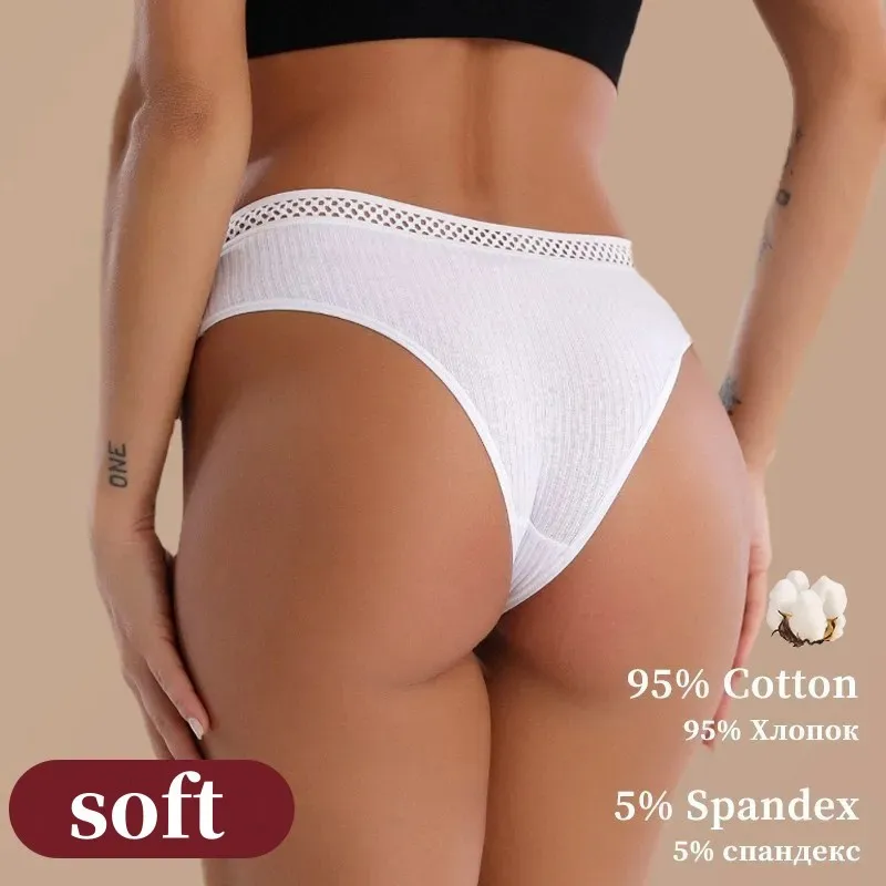 Tanga de algodón sin costuras para mujer, ropa interior femenina, bragas íntimas sólidas, bragas transpirables, lencería de cintura baja