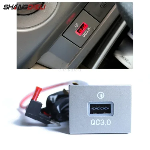 12V/24V coche Dual USB QC3.0 tipo C puerto de carga caja de fusibles enchufe adaptador de cargador de teléfono rápido para Ford Focus 2004-2011 Accesorios