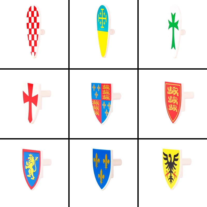 WW2 Military Weapon Printed Shield Series Building Blocks Army Soldier Knight Lion Black Eagle Bat Fiery Dragon Bricks Toy Gifts